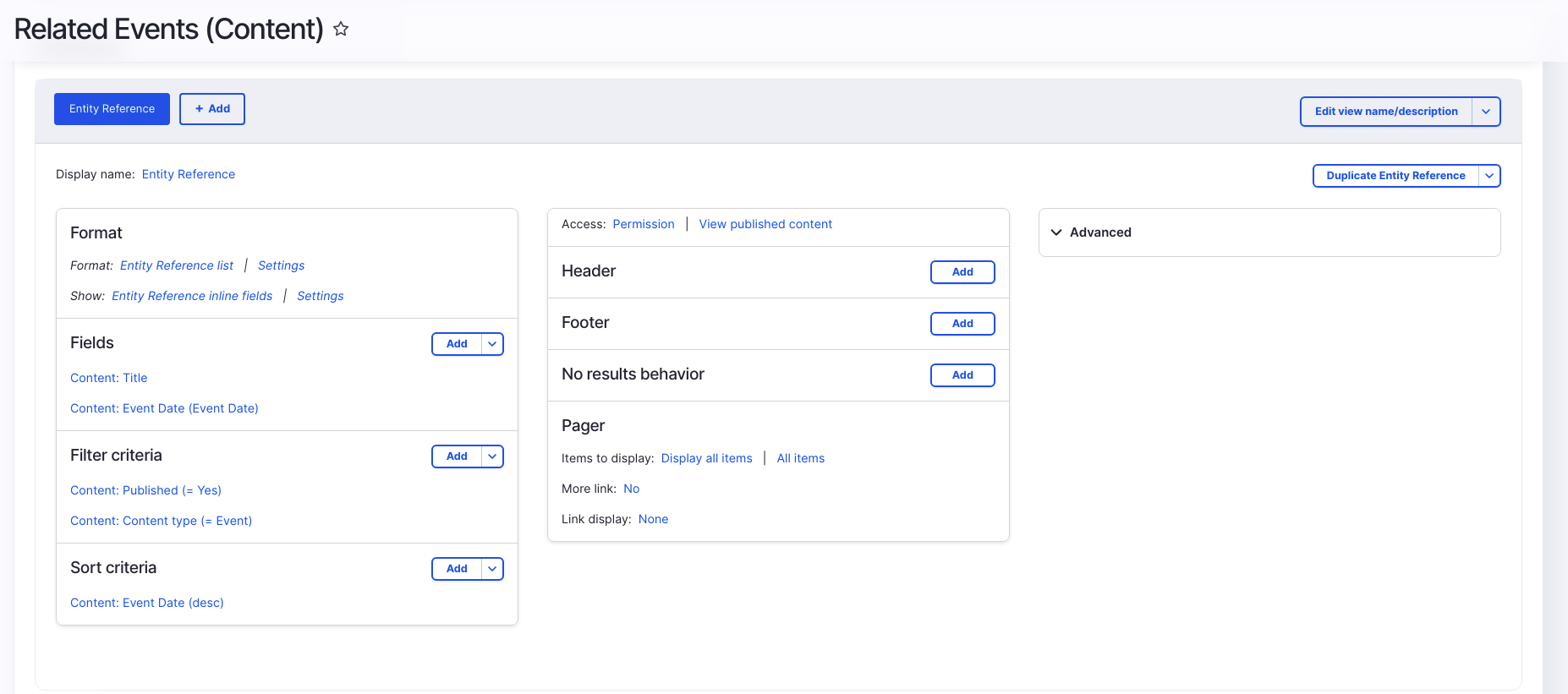 Views configuration for an autocomplete search that allows an Event's title and date.