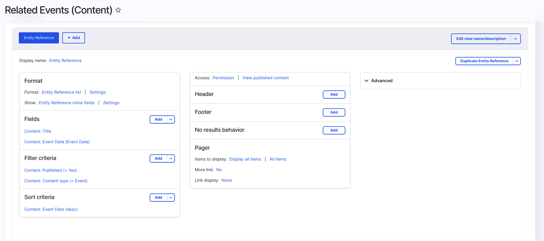 Views configuration for an autocomplete search that allows an Event's title and date. 